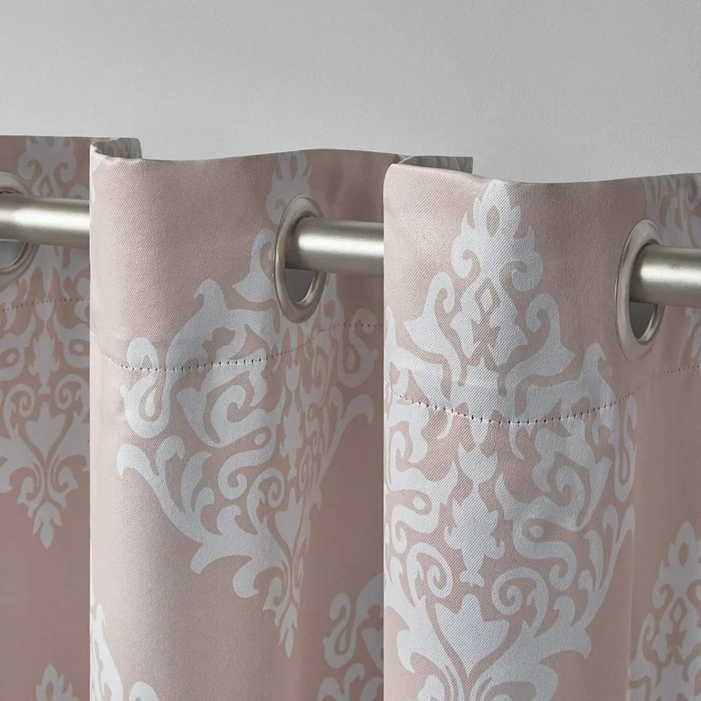 Exclusive Home Blush Medallion Woven Room Darkening Curtain Set 52 x 108 NWT